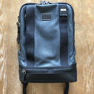 Tumi Alpha Bravo Dover Dusk Blue Leather Backpack
